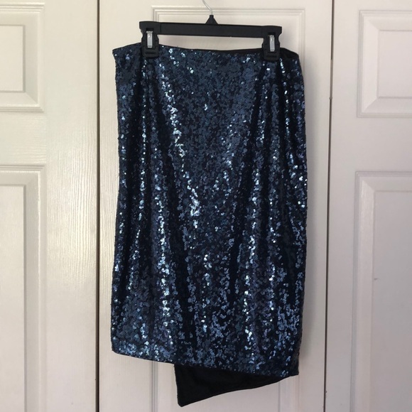 Blue Sequin Bodycon Skirt - Picture 3 of 6